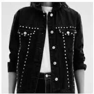 Mango Black Studded Denim‎ Jacket